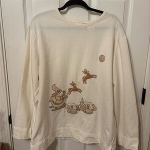 Bobbie Brooks Cream Ugly Christmas Sweatshirt with Santa Claus